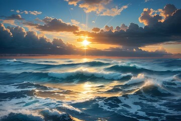 Fototapeta na wymiar Sunset over the sea, Sunset on the sea