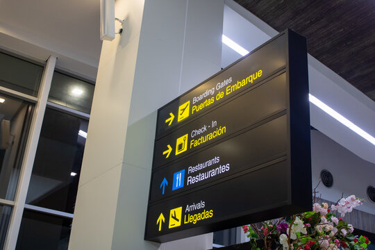 Airport Information Sign at Palmerola International Airport, Comayagua, Honduras