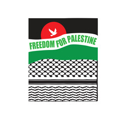 Freedom for Palestine solidarity badge, solidarity poster for Palestine, slogan poster, banner, Palestine flag, 