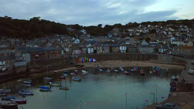 Harbor of Mousehole in Cornwall at Sunset