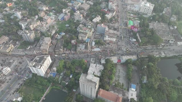 Aerial shot of Faridpur city, Dhaka, Bangladesh. 