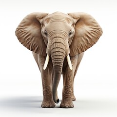 African Elephant , Cartoon 3D , Isolated On White Background 