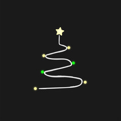 Christmas oneline tree vector design