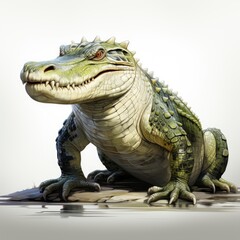 Obraz premium Australian Saltwater Crocodile, Cartoon 3D , Isolated On White Background 