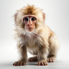 Barbary Macaque, Cartoon 3D , Isolated On White Background 