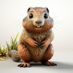 Fototapeta premium Beaver , Cartoon 3D , Isolated On White Background 