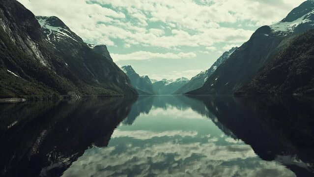 Scenic Northern Norway Landscape with Lake and Mountains.