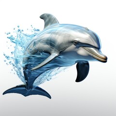 Bottlenose Dolphin, Cartoon 3D , Isolated On White Background 