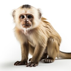 Capuchin Monkey, Cartoon 3D , Isolated On White Background 