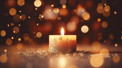 Christmas Candlelight with Bokeh Background and  Flair