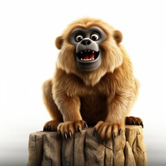 Howler Monkey , Cartoon 3D , Isolated On White Background 