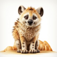 Hyena  , Cartoon 3D , Isolated On White Background 