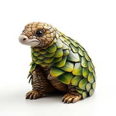 Pangolin, Cartoon 3D , Isolated On White Background 