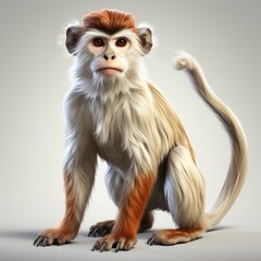 Fototapeta premium Patas Monkey , Cartoon 3D , Isolated On White Background 