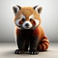 Red Panda, Cartoon 3D , Isolated On White Background 