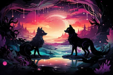 Foto op Canvas Swift shadow wolves, blending seamlessly into the night as they hunt their prey - Generative AI © Sidewaypics