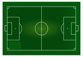 Football field with green grass effect from top view