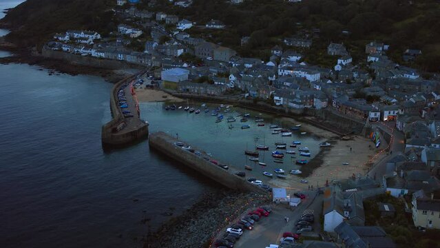 Harbor of Mousehole in Cornwall at Sunset