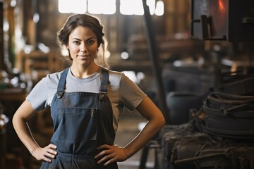 A woman blacksmith in the workshop