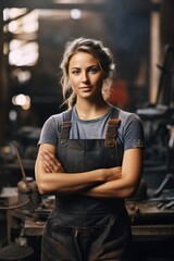 Obraz na płótnie Canvas A woman blacksmith in the workshop