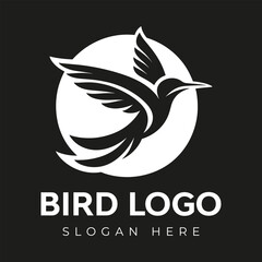 Vector Flying Hummingbird logo design with negative  space