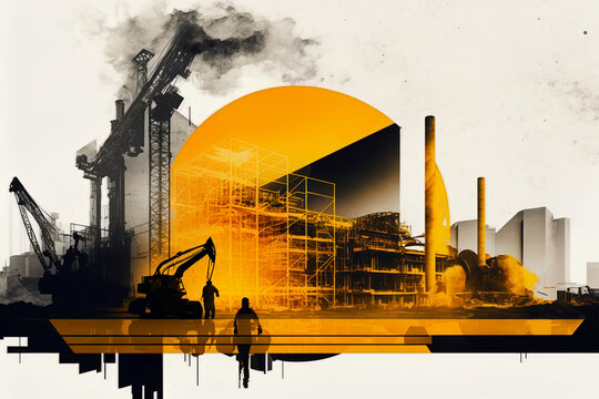 Urban building construction site backdrop