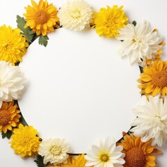 Obraz premium white copyspace surrounded by bright flowers. 