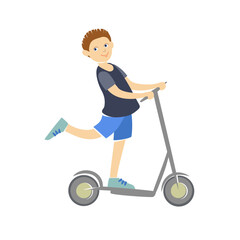 Vector Illustration of Boy on Scooter.  - 667809981
