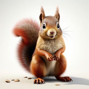 Squirrel  Cartoon 3D , Cartoon 3D , Isolated On White Background 