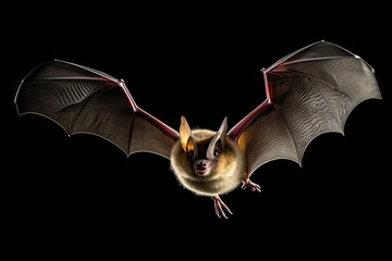 flying bat on black background. 
