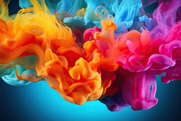 Vibrant Watercolor Fusion Colorful Mixed Liquid Splashes Creating a Captivating Banner Background in Water. created with Generative AI