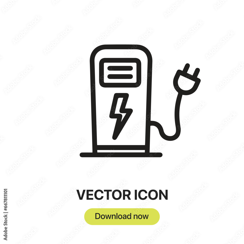 Fototapete they are charging the station icon vector. linear-style sign for mobile concept and web design. char