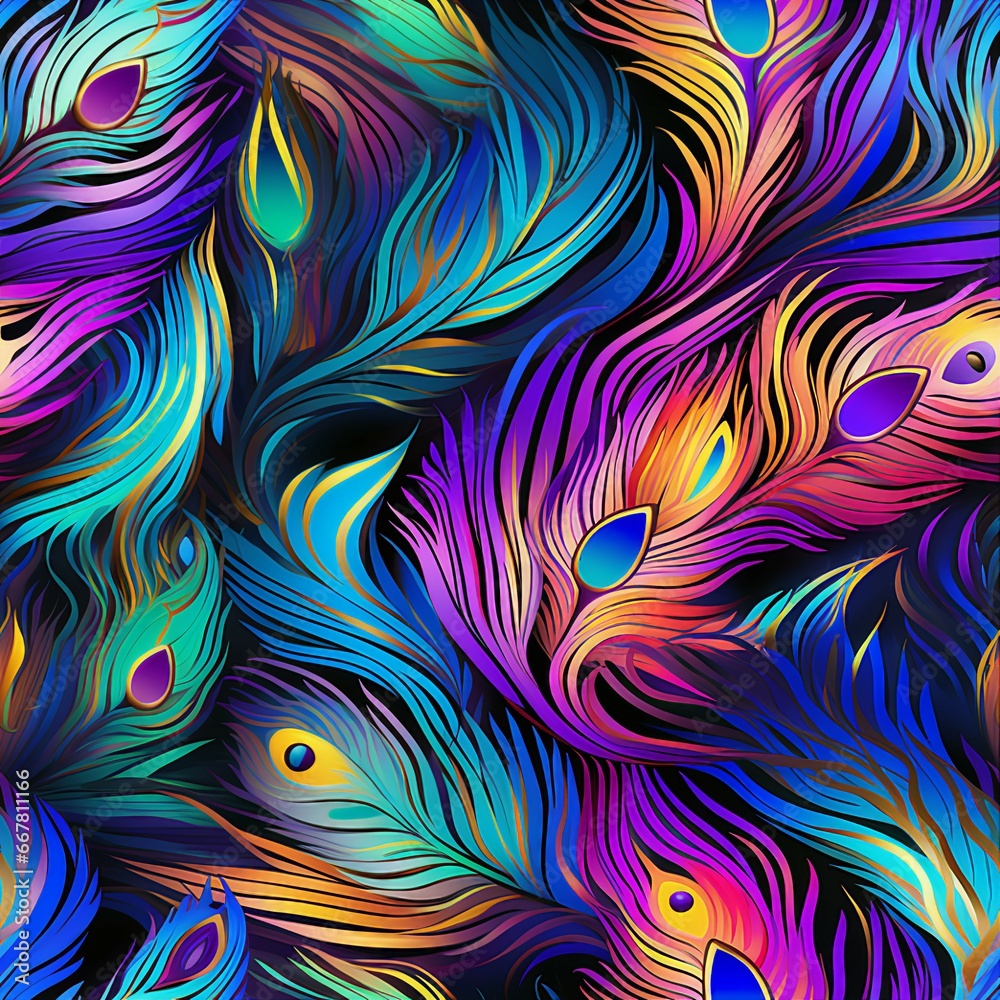 Poster iridescent peacock majesty pattern