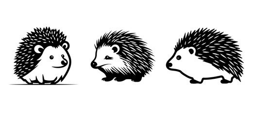 set of hedgehog silhouette 