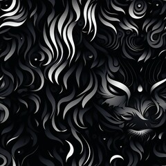 Fototapeta premium Feline Elegance in Monochrome Pattern