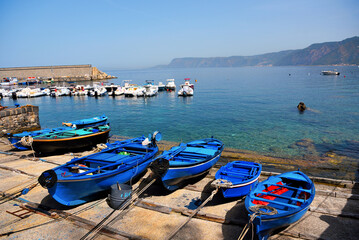 the small port in Scilla Calabria Italy - obrazy, fototapety, plakaty