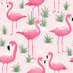 Flamingo Pink Animal Prints Pattern
