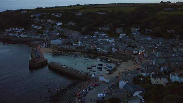 Harbor of Mousehole in Cornwall at Sunset