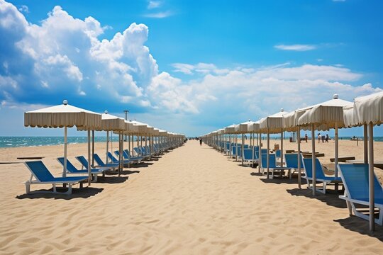 A beautiful beach located in Lido di Jesolo, Italy. Generative AI