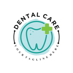 Dental logo design for dental clinic or dental care with creative concept Premium Vector