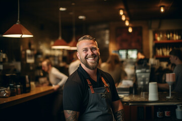 Fototapeta premium Happy employee of a coffee shop