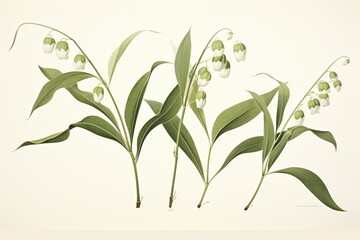 Antique illustration of polygonatum latifolium vulgare. Generative AI