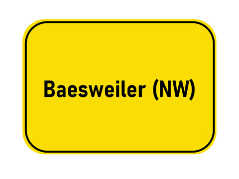 German yellow town entrance sign Baesweiler NW

