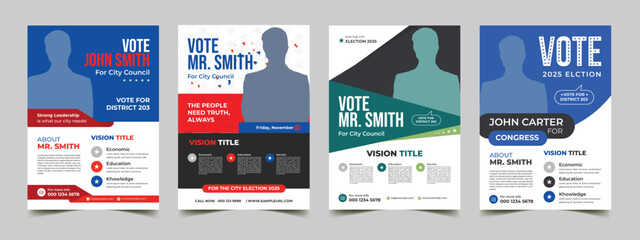 political election flyer layout template  - obrazy, fototapety, plakaty