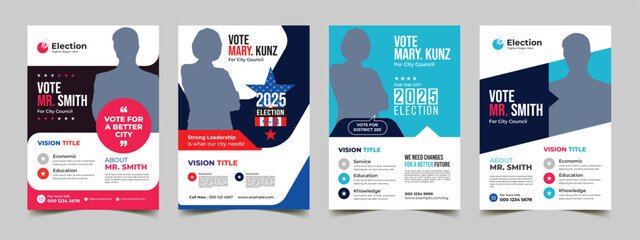 political election flyer layout template  - obrazy, fototapety, plakaty
