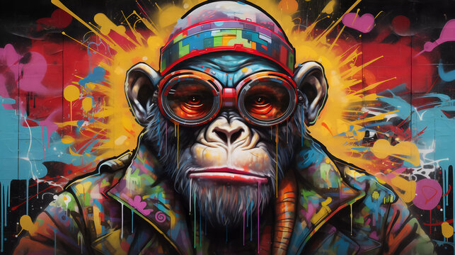 cyberpunk monkey graffiti - Powered by Adobe