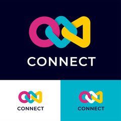 Connect logo. The circle, square and triangle are connected to each other like a chain.