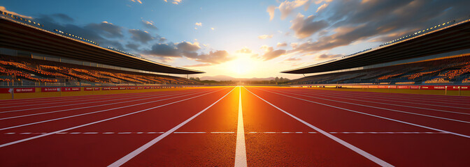 Estores personalizados de deportes con tu foto running track at sunset, AI generated