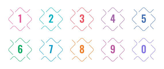 numbers 0-9 on white background. colorful 0-9 numbers