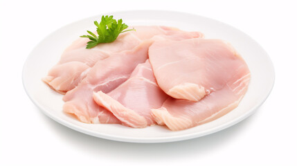 Sliced fresh poultry Steaks isolated on white.